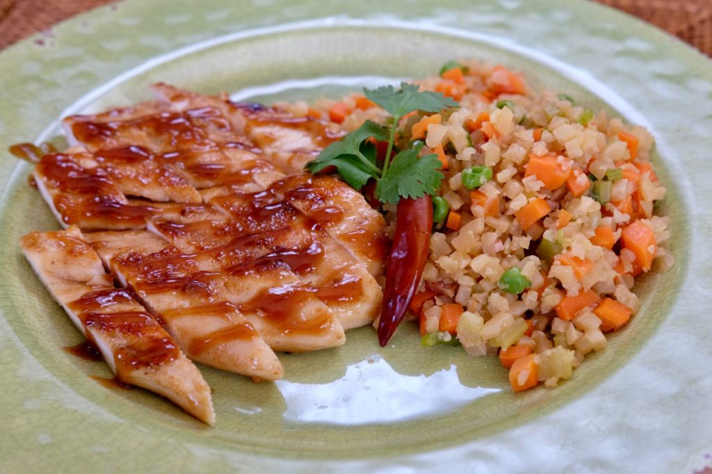 Glazed Ginger-Chili Chicken with Fried Rice