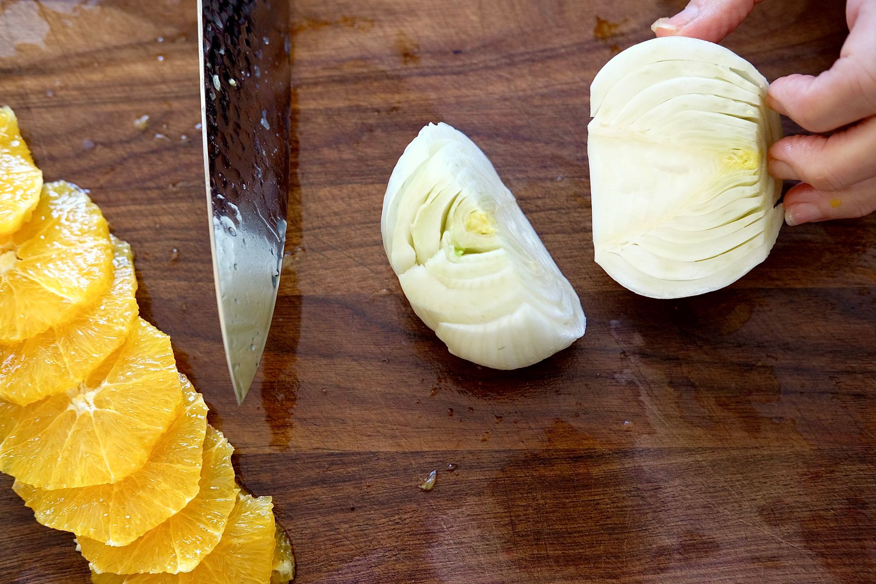 Fennel Bulb being cut in half