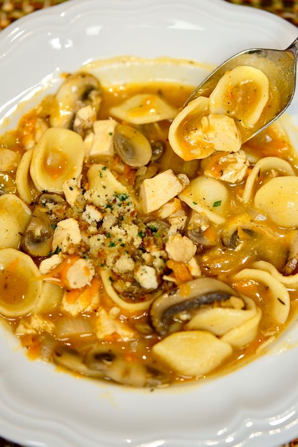 Turkey Tetrazzini Soup served with Toasted Breadcrumb Gremolata