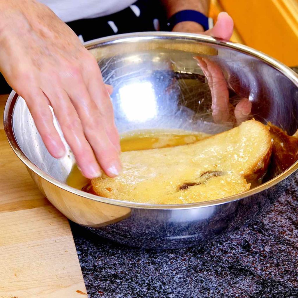 Nutella and Mascarpone Stuffed French Toast in Egg Wash Bath